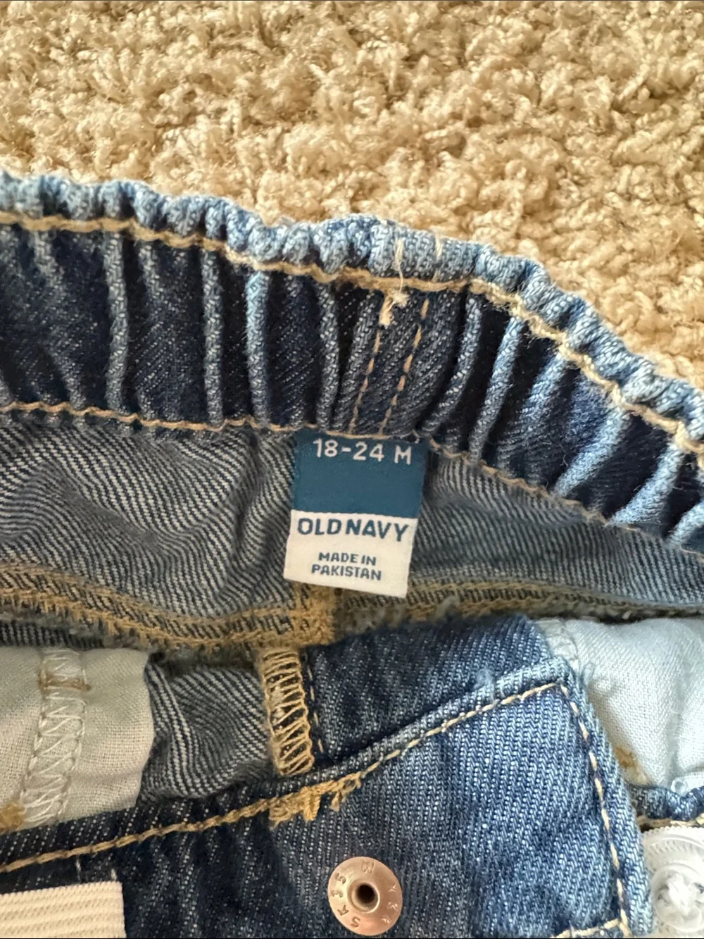Old Navy Dark Blue Denim Shorts with Strawberry Patch
